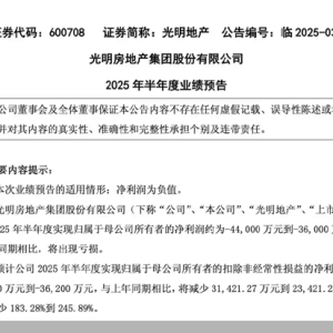 房企半年报前瞻｜光明地产减亏之战：收缩拿地聚焦上海、剥离非核心业务