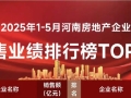 河南省1～5月房地产企业销售业绩TOP20出炉