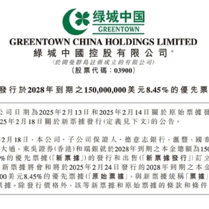 再次涉足海外债市场，绿城中国新发1.5亿美元票据融资